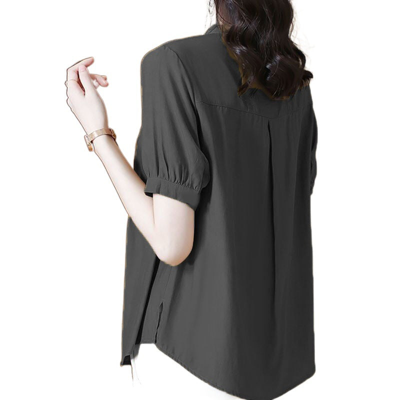 Chiffon shirt women's summer short sleeve new summer beautiful fashion chiffon shirt feminine mom shirt top