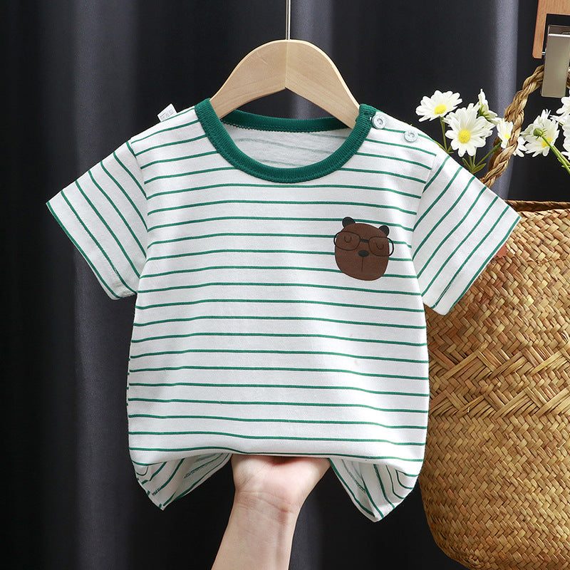 Class A Cotton Kids Short Sleeve T-Shirt Girls Baby Summer Solid Color Cotton Printed Short Sleeve 100 Kids Class A T-Shirt