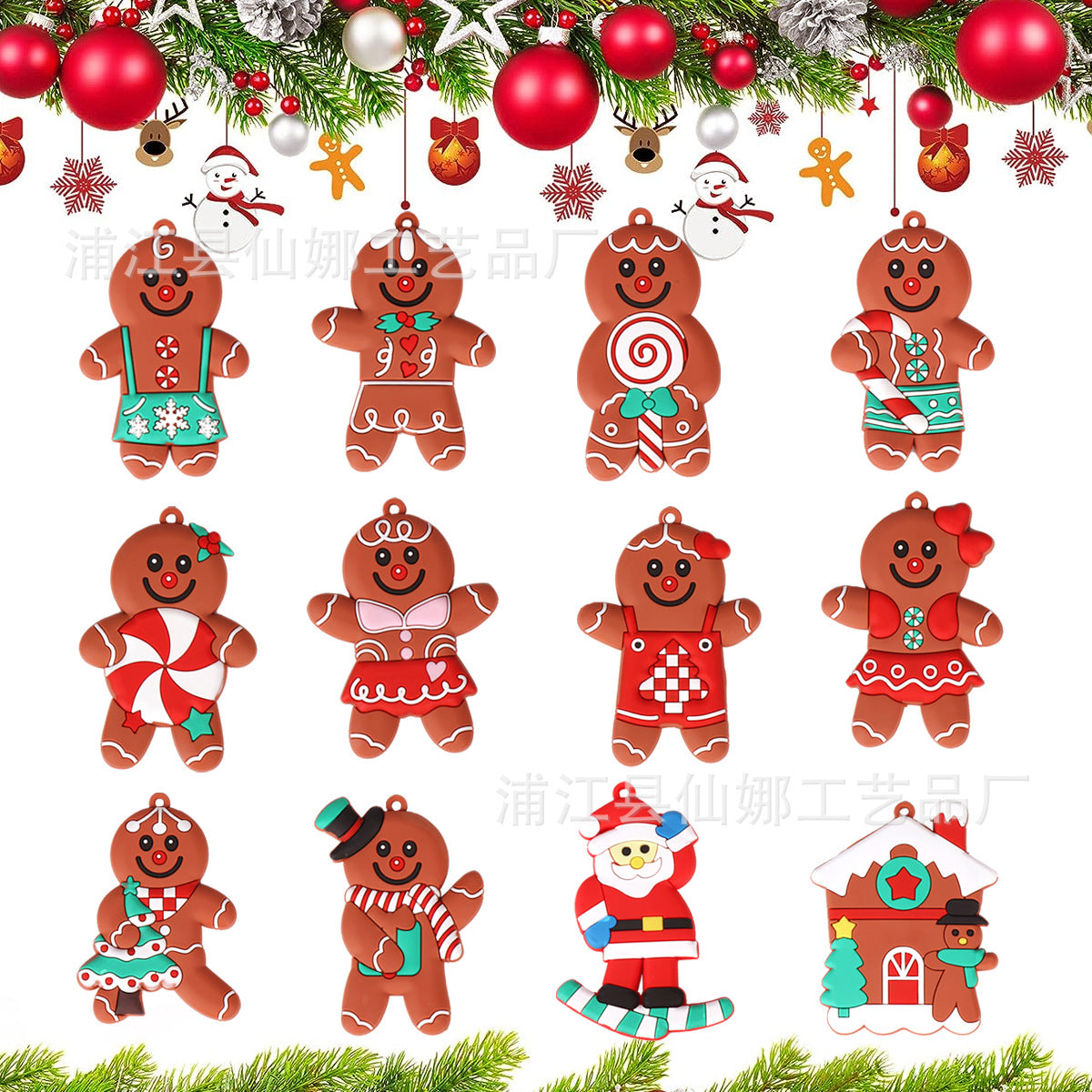 Cross-border hot sale classic Christmas gingerbread man pendant, Christmas decorations, Christmas tree pendants, spot wholesale