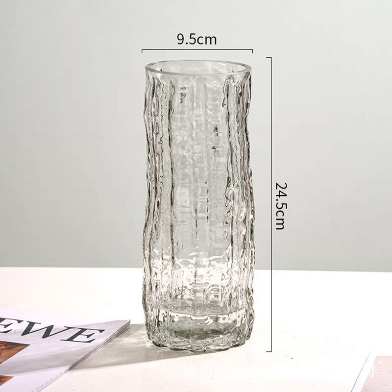 ins style Internet celebrity frozen vase glacier vase glass transparent flower arrangement rose flower living room table ornament bottle