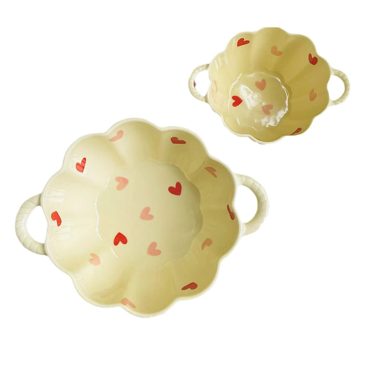 Cream style ins style household number pumpkin bowl with spoon combination single meal tableware ceramic rice bowl noodle bowl salad bowl