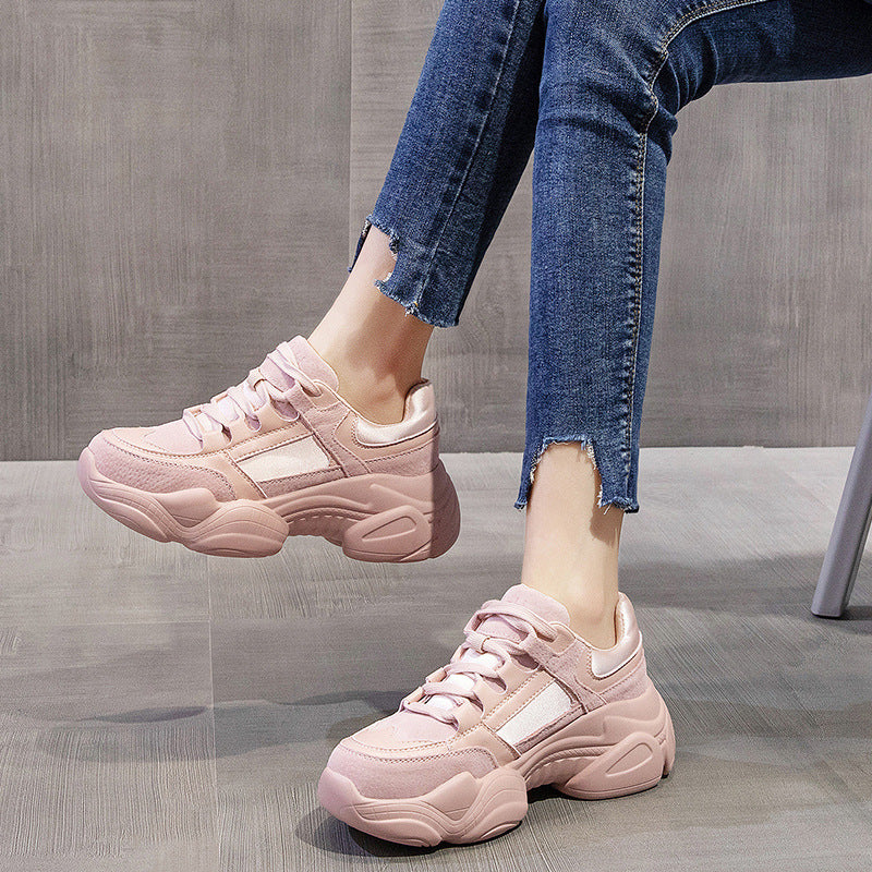 Lightweight leather daddy shoes women's summer 2025 new Korean version of versatile ins trendy shoes casual platform sneakers