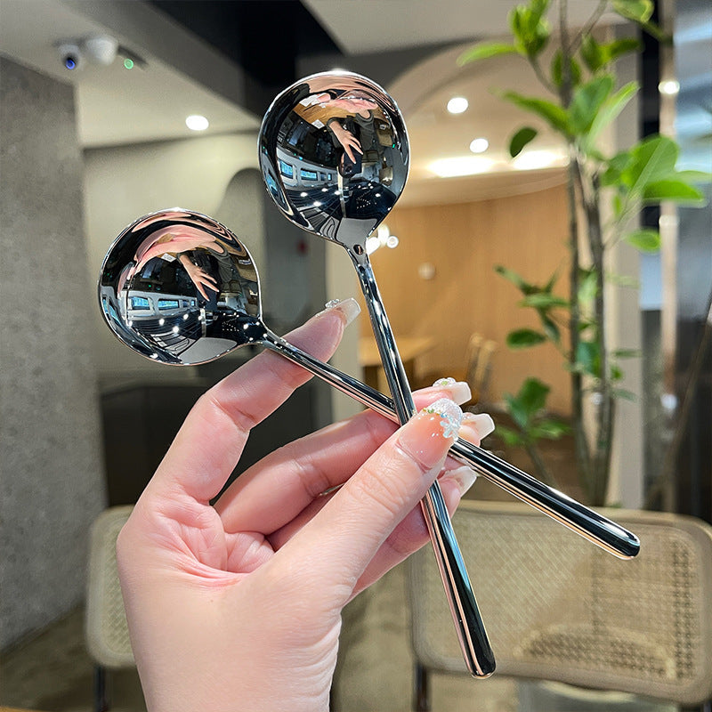 304 stainless steel spoon, high-value tableware, long-handled soup spoon, household ice cream, rice cooker, dessert bibimbap, spoon