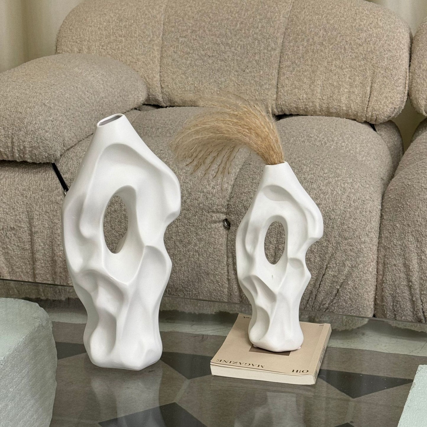 Second-hand floor ornaments design sense high-end new Chinese niche home simple ceramic vase dry flower arrangement vase trend