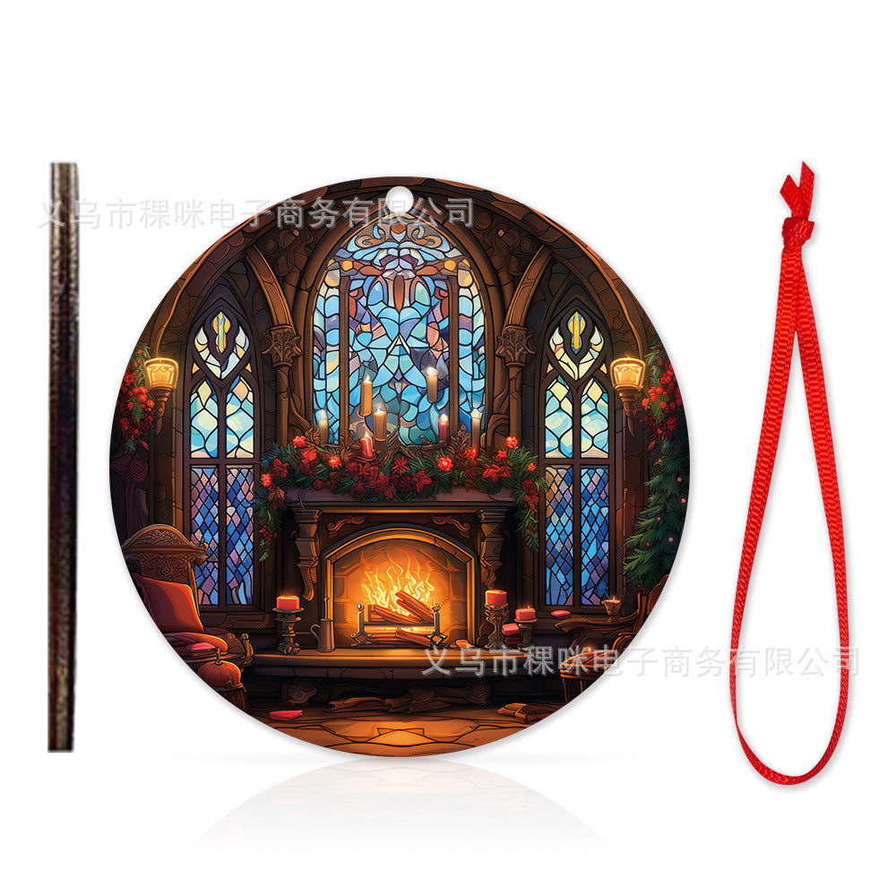 Cross border wooden pendant Christmas decoration Christmas tree hanging holiday craft wooden pendant cartoon gift