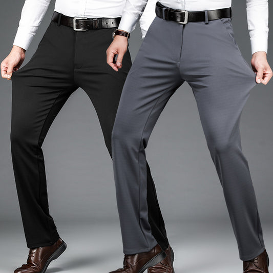 2025 spring/summer new stretch men's slacks young and middle-aged four-sided stretch men's pants thin men's straight length pants