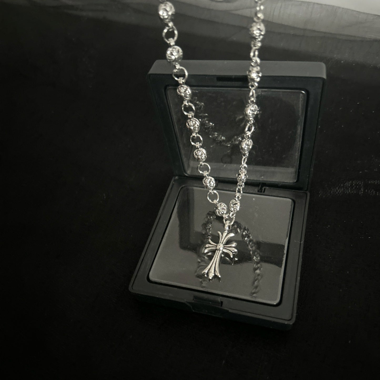 Vintage Cross Necklace Men's Street Hip Hop Trendy Pendant Handmade Chain Couple Accessories European and American Vintage Cross