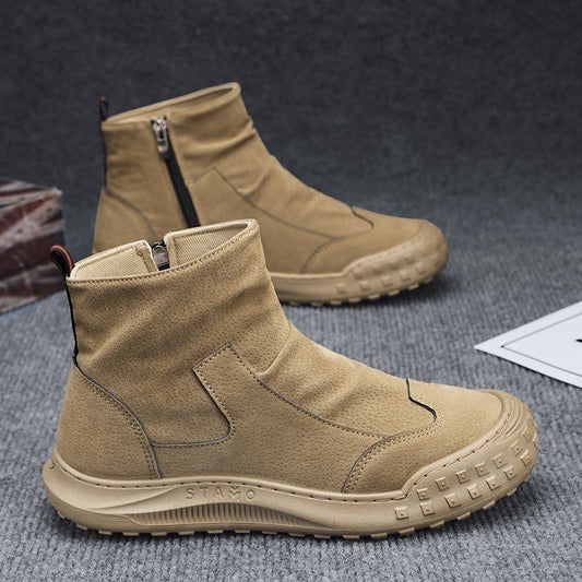 2025 popular high-top anti-slip wear-resistant casual labor protection men's shoes waterproof and deodorant, construction site special thick soles, comfortable and lightweight