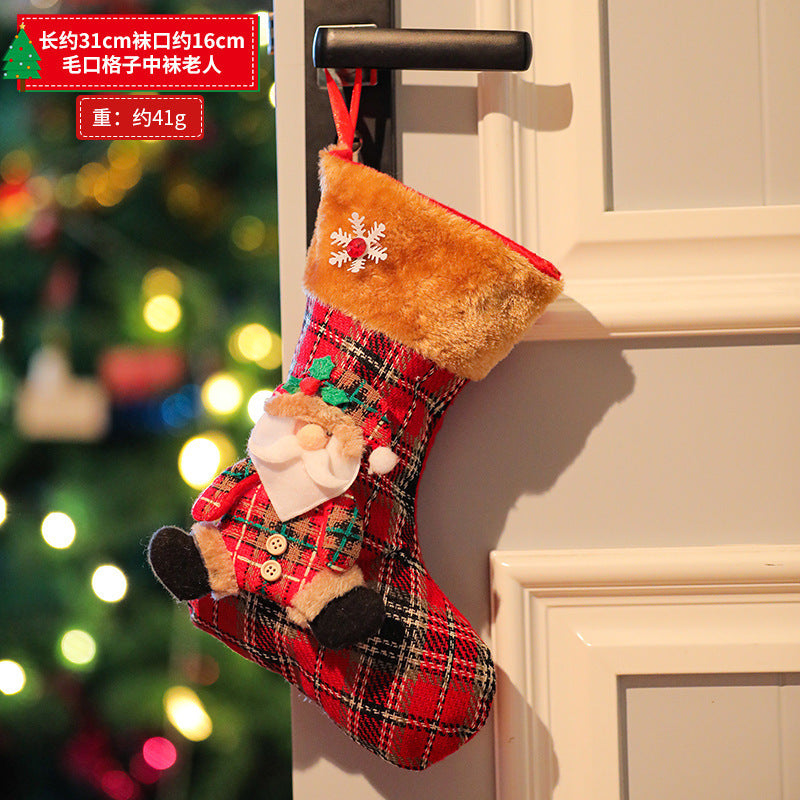 New Christmas decoration Christmas Eve Christmas stocking pendant gift Santa Claus kids Christmas gift bag wholesale