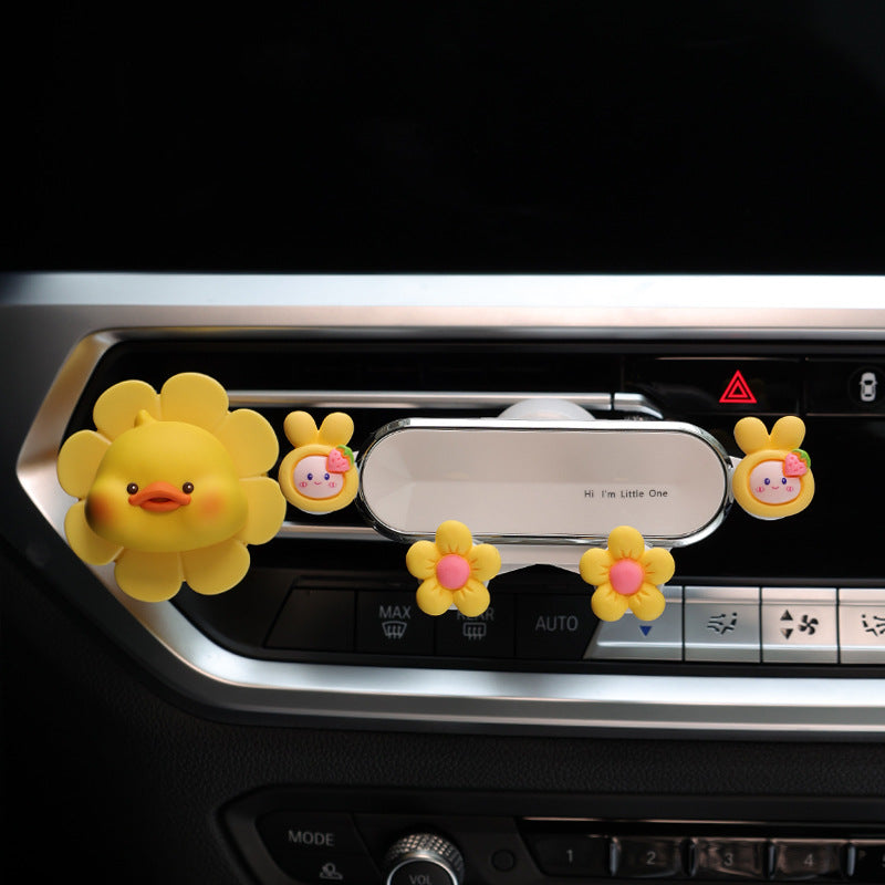 Car phone mount 2023 new cute rabbit car navigation bracket air outlet decoration fixed support bracket