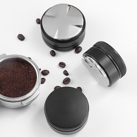 Stainless steel coffee cloth powder, flat bottom, slotted three-slurry thread powder press, macaron powder hammer 49 51 53 58m