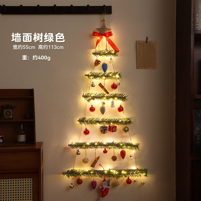 Christmas Christmas decoration wall luminous Christmas tree Christmas ornament pendant pine cone rattan pendant