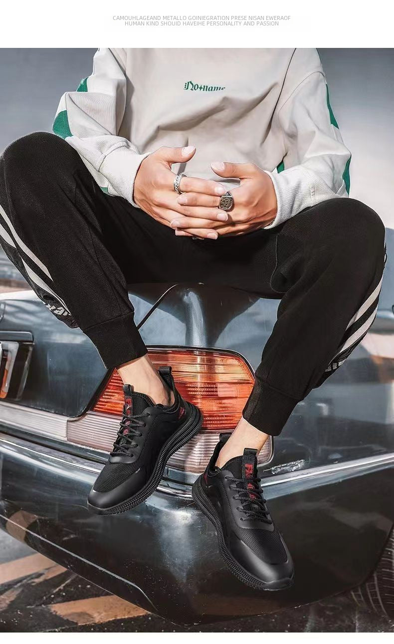 Cross-border men's shoes comfortable lace-up casual shoes trend round toe Internet celebrity with the same lightweight and breathable wholesale men's sneakers