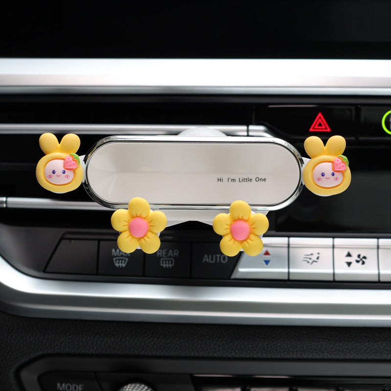 Car phone mount 2023 new cute rabbit car navigation bracket air outlet decoration fixed support bracket