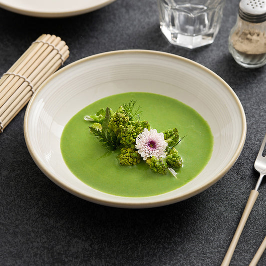Plate Plate Vegetable Plate Household Plate Ceramic Cold Dish Plate 2023 New High-end Japanese Deep Dish Western Soup Plate