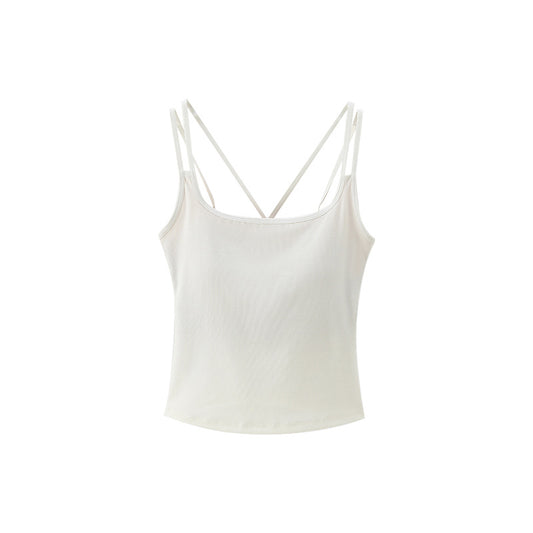 [7A Antibacterial Lyocell] cool feeling with chest pad, camisole camisole female cover side breasts, wear white underwear on the back