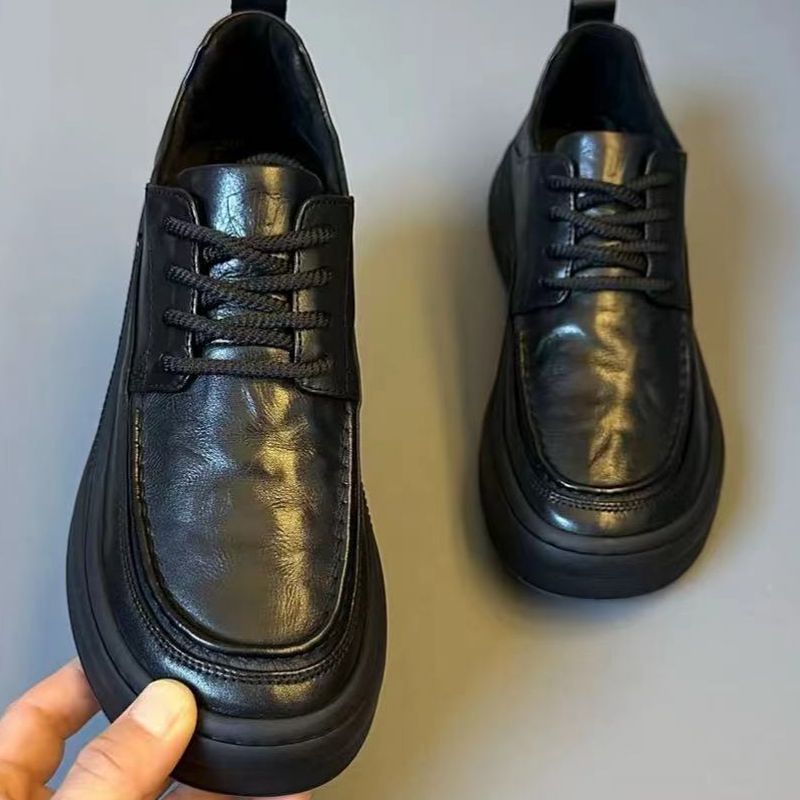 2025 men's new business casual board shoes round toe fashion British versatile breathable soft soled leather shoes formal super soft