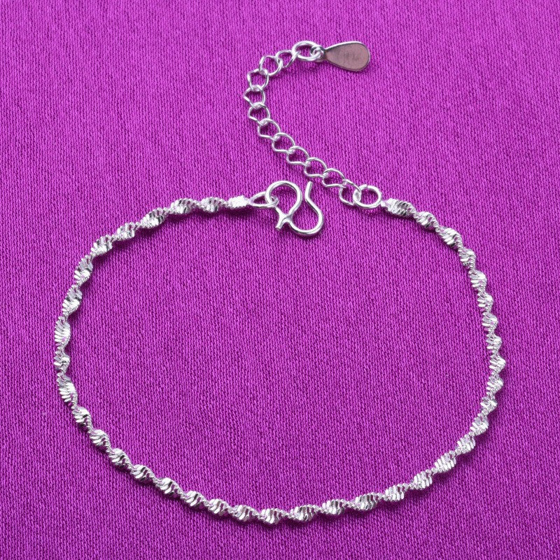 Simple fashion water wave chain bracelet ankle chain women's commuting basic corrugated wave plain chain hand and foot jewelry wholesale