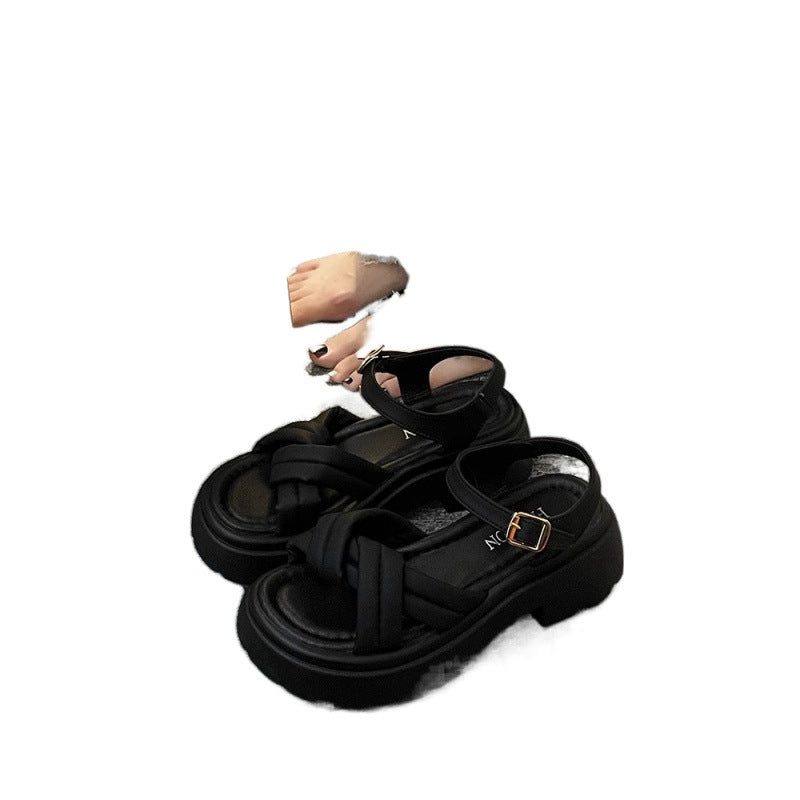 Niche high-end sandals women's summer with skirt 2025 new flatform platform sole with roman beach shoes