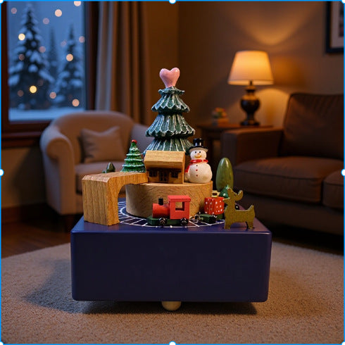 2025 New Christmas Music Box Wooden Crafts Creative Christmas Gift Merry Christmas Clockwork Music Box