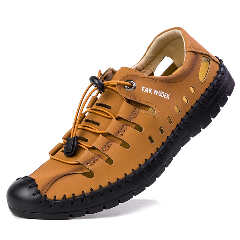 Foreign trade cross-border 2025 summer new men's sandals, hole shoes, beach outdoor leather shoes, men's soft-soled breathable casual shoes