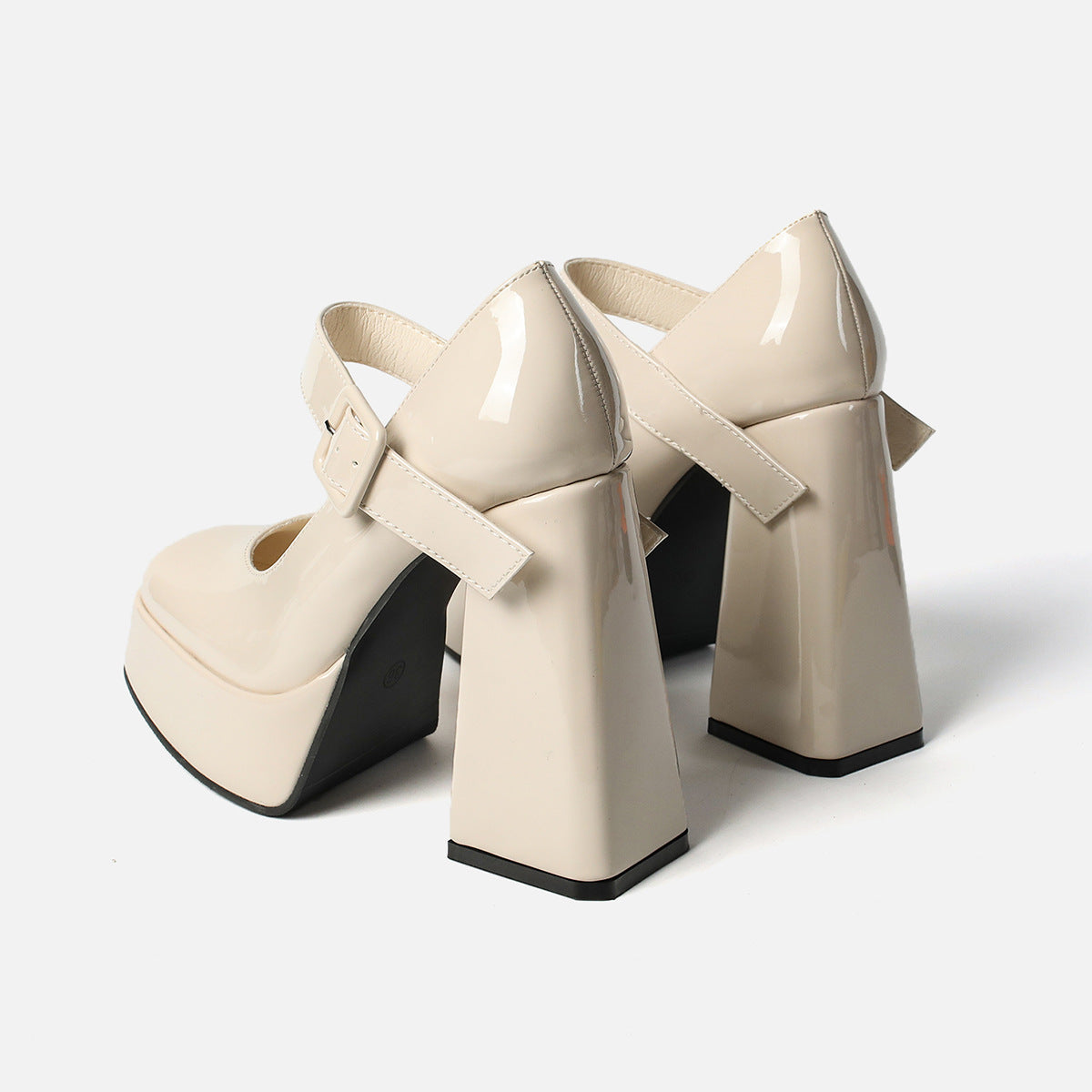Square toe Mary Jane women's shoes 2023 spring new black shoes thick heel single shoes feminine temperament retro high heels