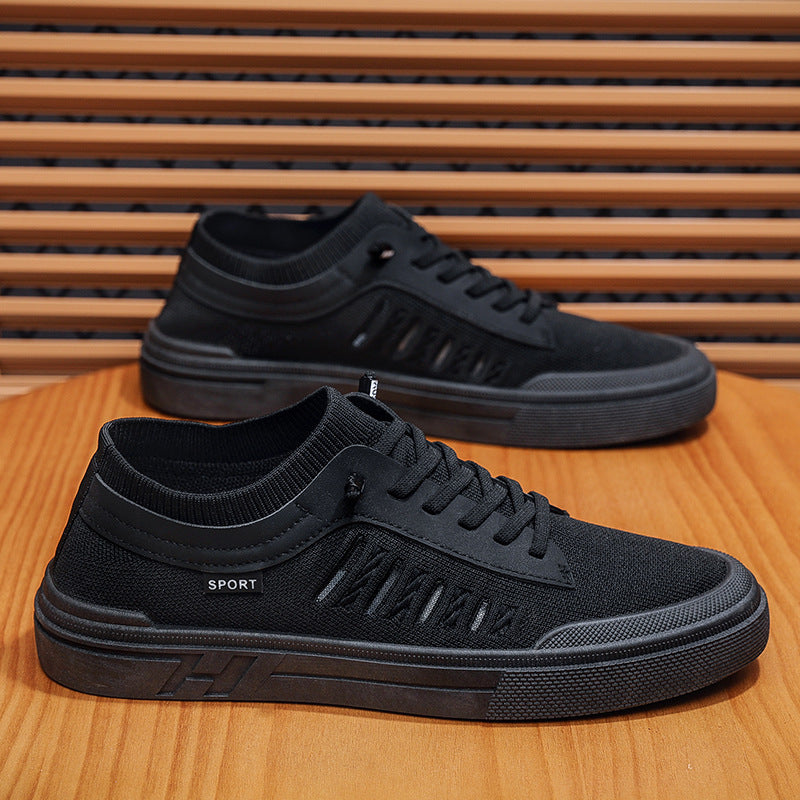 Summer men's shoes new breathable canvas shoes men's Korean version trendy versatile flying woven mesh athleisure board shoes men