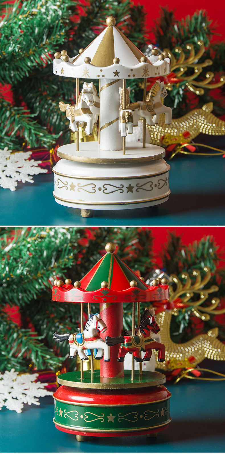 Christmas gift carousel wooden music box birthday gift children's home creative ornament