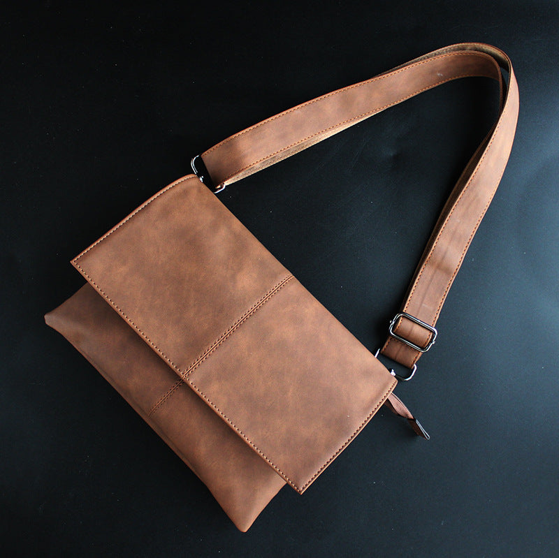 Soft leather crossbody bag men's large capacity trendy shoulder bag multi-compartment real men's bag new casual trendy men's and women's bag brand