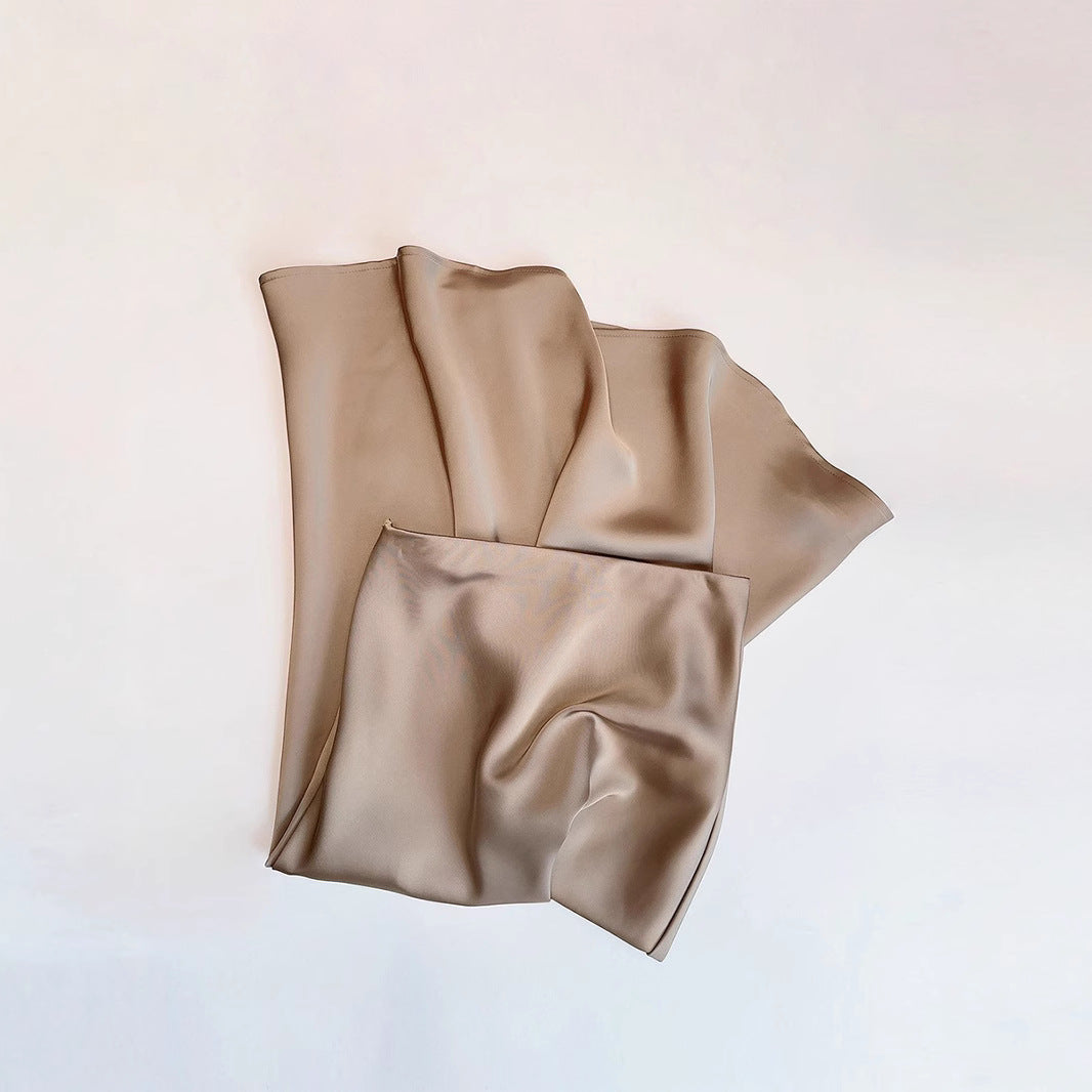 French temperament, acetate satin, draped skirt, women's spring and summer, high-waisted hip skirt, mermaid skirt, long skirt, A-line skirt