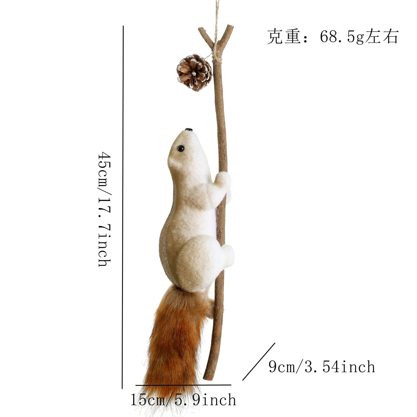 Cross-border new squirrel doll decoration Christmas decoration simulation squirrel pendant Christmas tree creative decoration