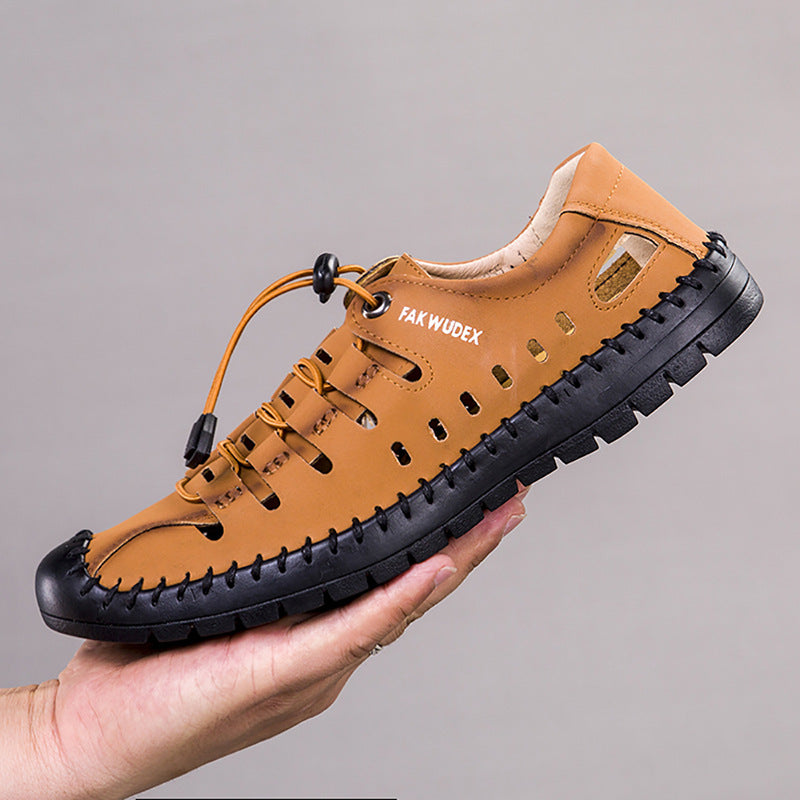 Foreign trade cross-border 2025 summer new men's sandals, hole shoes, beach outdoor leather shoes, men's soft-soled breathable casual shoes
