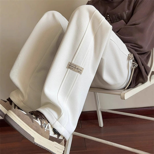 Trendy brand casual pants men's loose spring and autumn new drawstring sweatpants teen students high-quality sweatpants