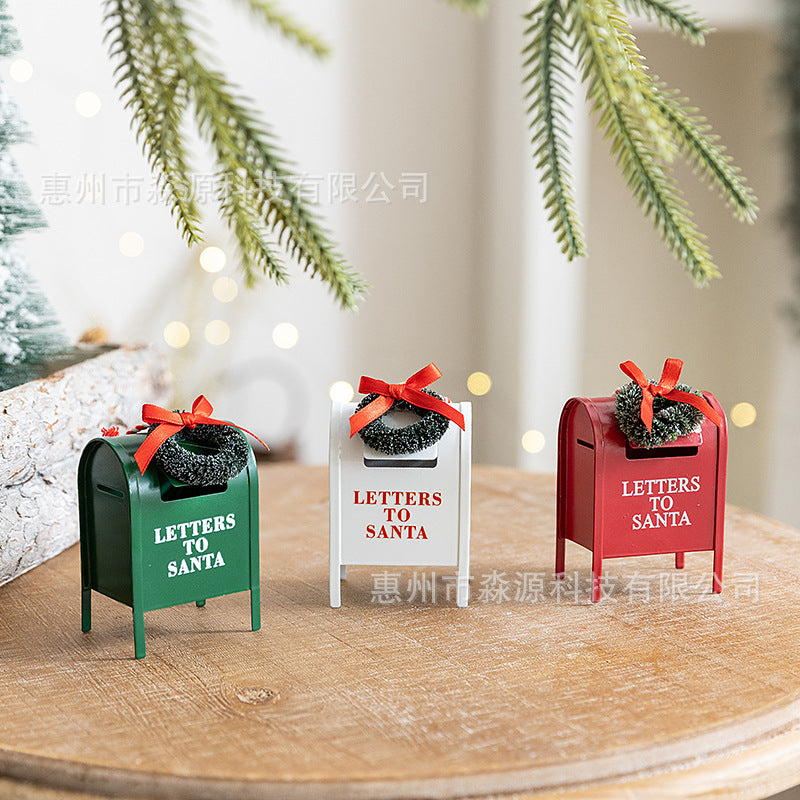 Cross-border Christmas wreath mailbox pendant Christmas tree decoration desktop landscaping ornament festive atmosphere decoration