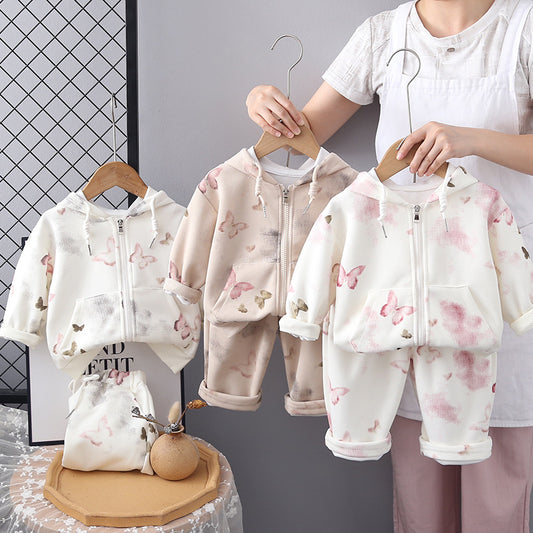 Girls Spring Clothes Spring and Autumn Long Sleeve 2025 Children's New Zipper Shirt Two Pieces Foreign Baby Spring and Autumn Suit
