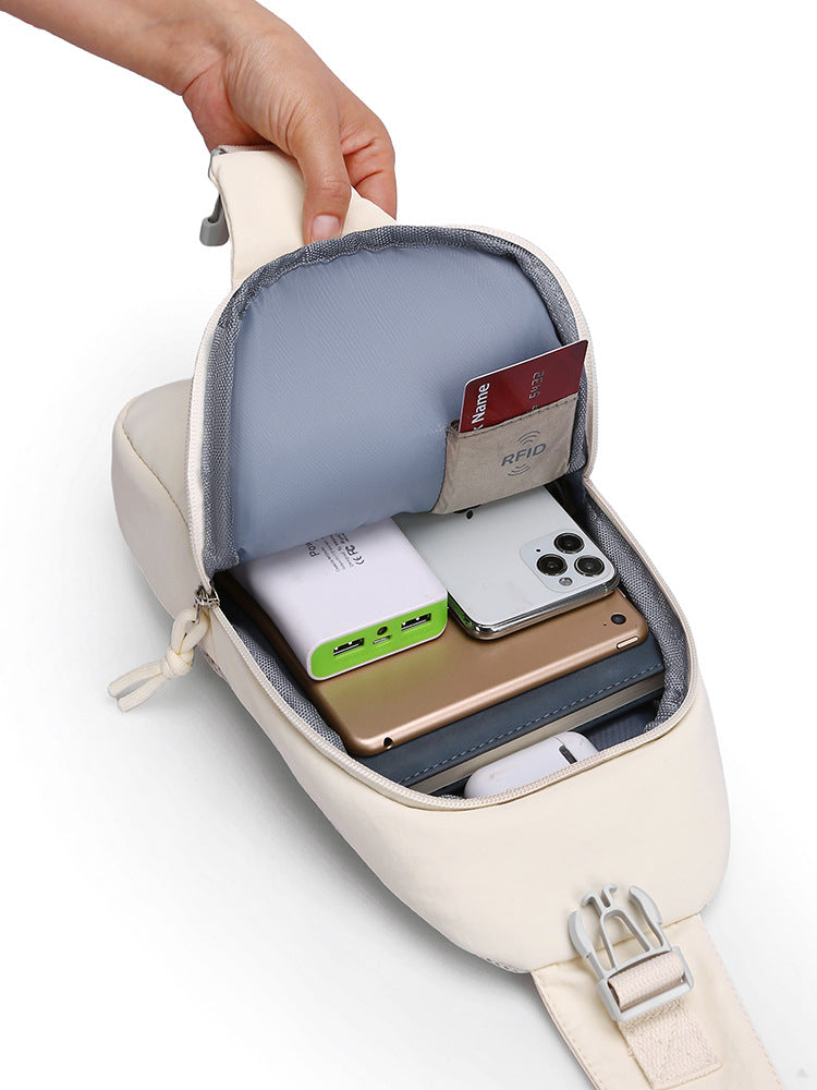 Cross-border new men's chest bag fashion trend solid color shoulder bag portable sports leisure crossbody bag can print logo