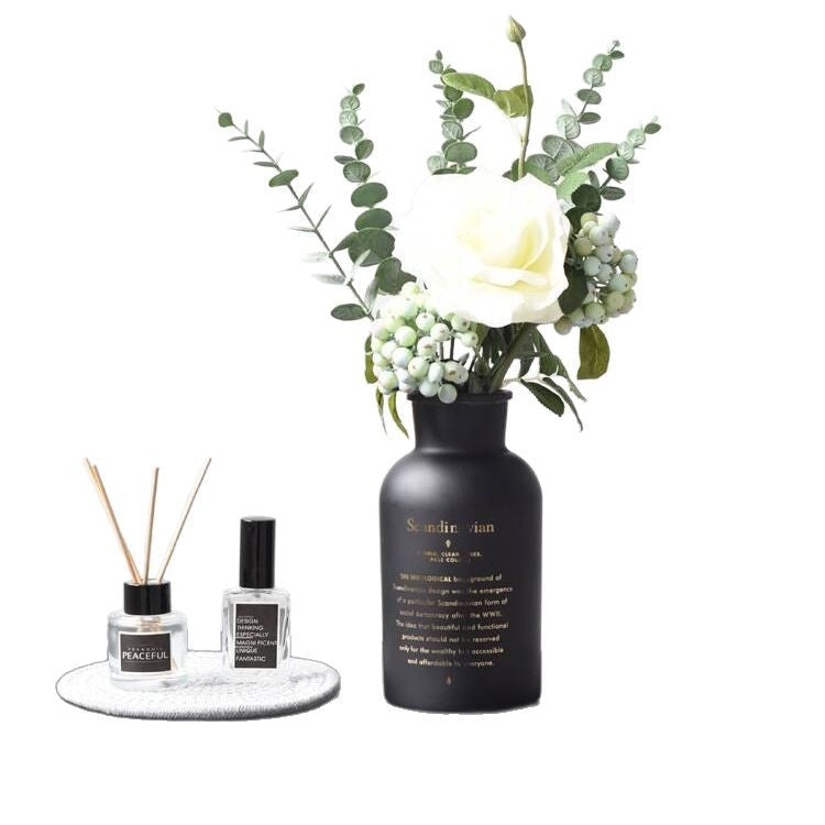 Nordic glass vase flower arrangement hydroponic ins style matte hot stamping table ornament creative home frosted bottle