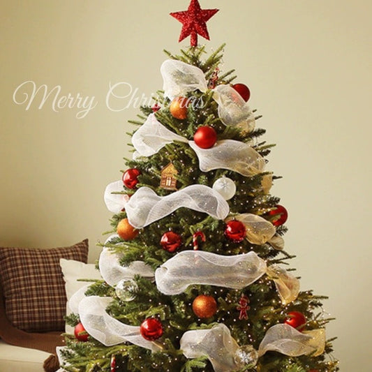 Plastic mesh fishing mesh yarn Christmas ribbon Christmas tree European and American style decorative mesh ribbon Internet celebrity boutique ribbon ribbon