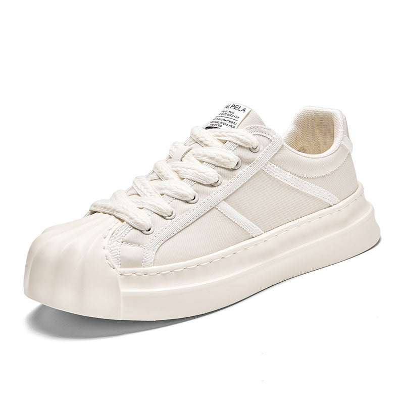 Canvas shoes, summer breathable sports flat shoes, Korean shell toe, thick soles, cold sticky casual and versatile trendy shoes, men's shoes