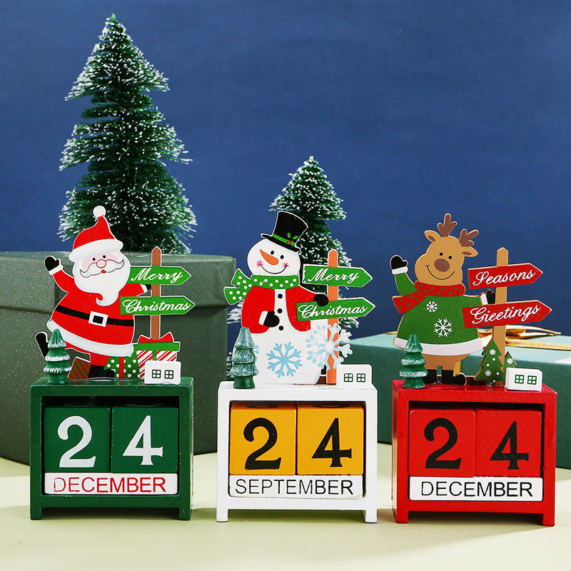 Christmas decorations wooden calendar ornaments Christmas countdown desk calendar table ornaments Christmas small gifts