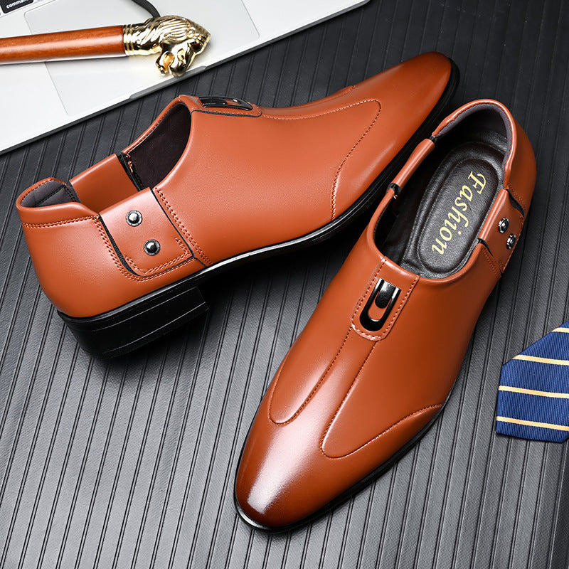 Factory direct sales men's leather shoes four seasons soft leather soft sole British style casual shoes trendy brogue men's shoes