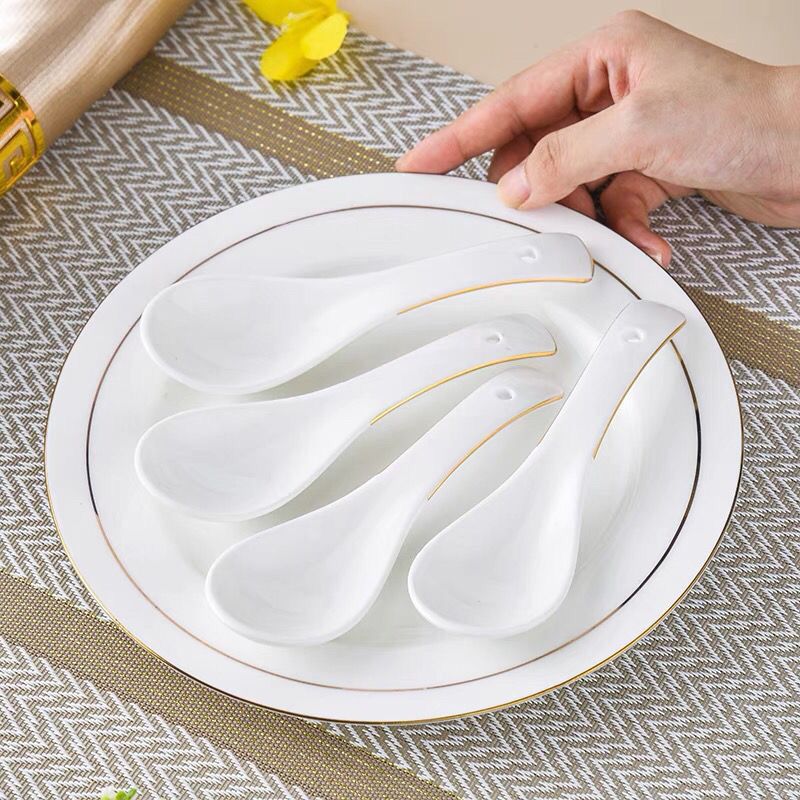 Phnom Penh small soup spoon home drink soup spoon meal small spoon porridge spoon eat noodle spoon commercial ceramic spoon restaurant