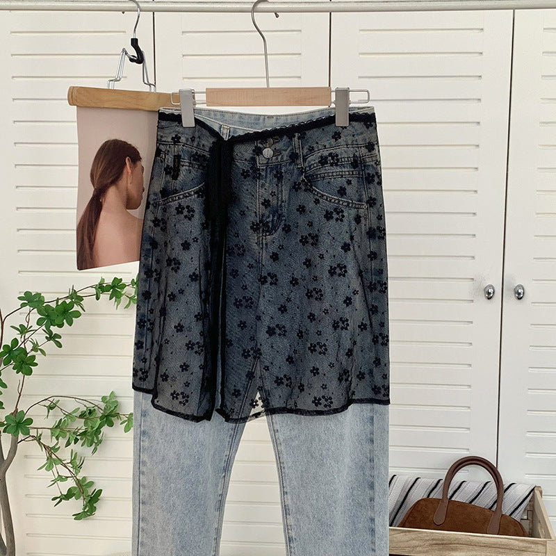 Skirt gauze Korean niche design sense layered mesh skirt, chiffon cover skirt apron embroidered lace lace fart curtain