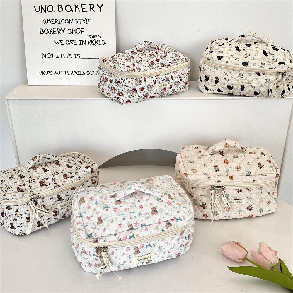 54131 [Copyright] Cosmetic bag female cartoon cute portable large capacity travel item storage bag handbag