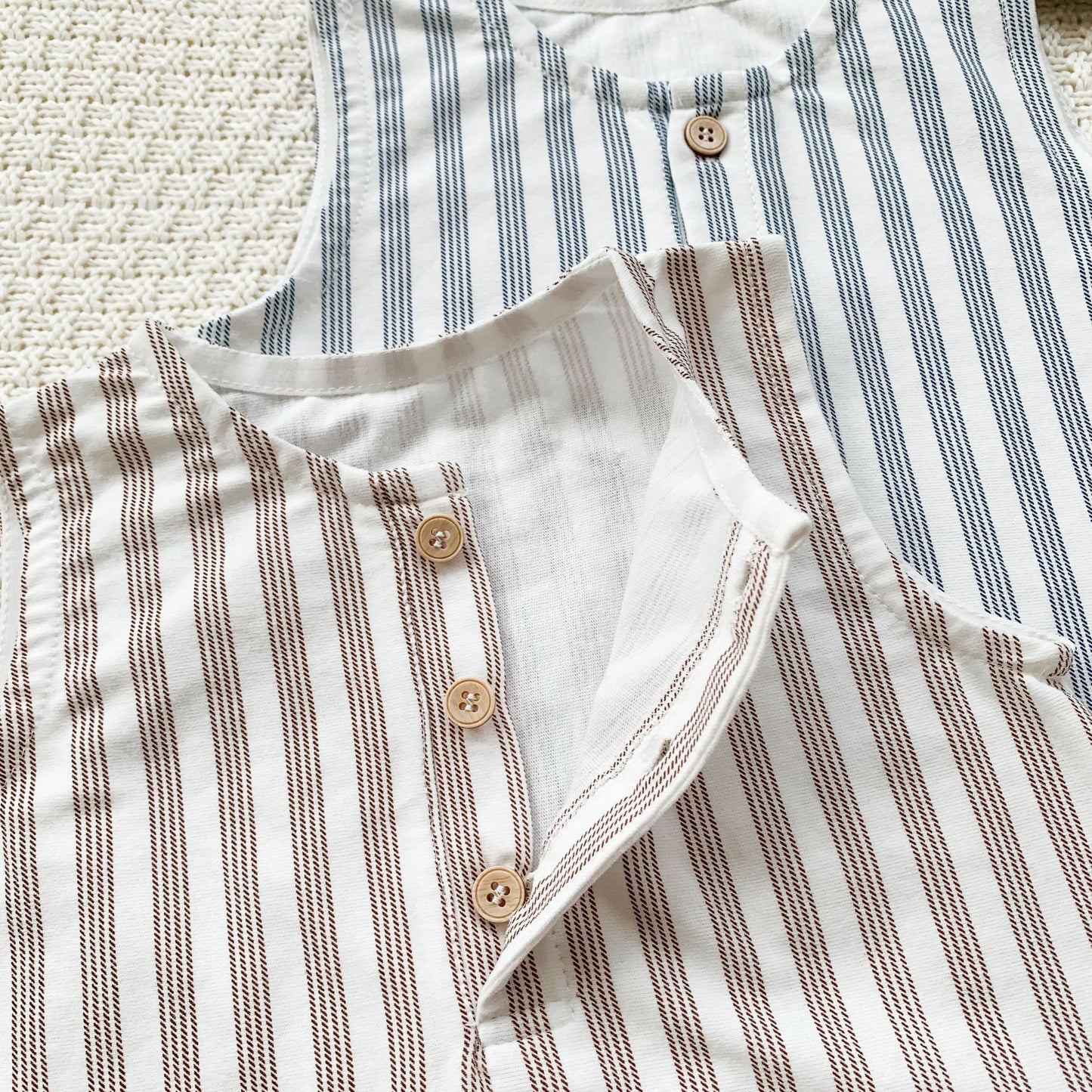 ins infant baby crawling clothes summer new newborn boys and girls sleeveless striped crawling clothes excellent cross-border Ha clothes
