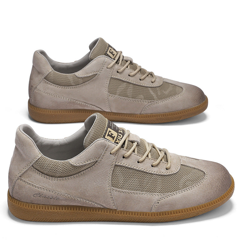 2024 cross-border large dock layer pigskin retro German training shoes breathable fashion men's plus-size casual shoes