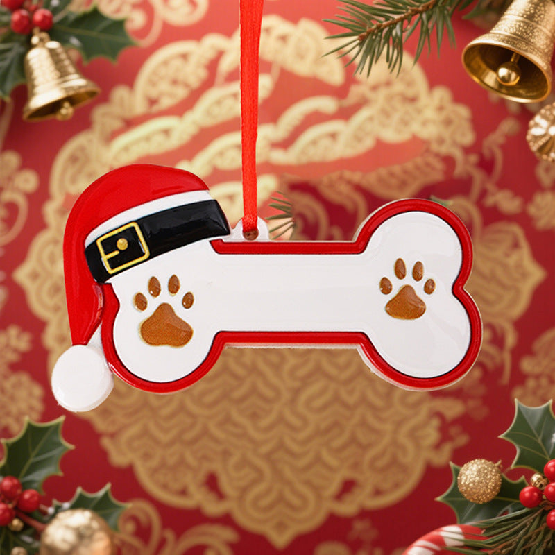 Cross-border Christmas Resin Pendant Bones, Pet Dog DIY, Handwritten Name, Christmas Gift Ornament, Pendant