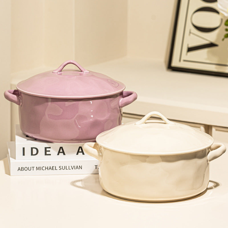 Binaural soup bowl household big bowl with lid high-quality deep noodle bowl soup pot large ceramic drink soup soup 2023 new