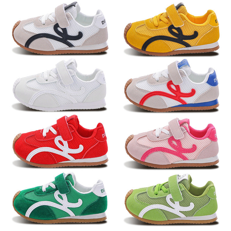 2025 Spring and Autumn New Girls' Forrest Gump Shoes, Children's Board Shoes, Casual Double Mesh Breathable Boys' Sneakers, Soft Sole Yellow