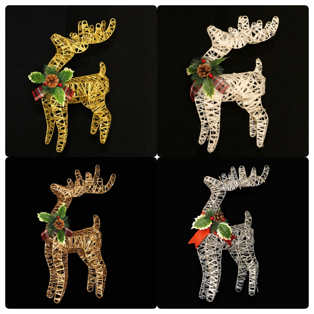 2025 Christmas Elk Wrought Iron Christmas Tree Bottom Decoration Glow Up Elk Christmas Decoration Deer Ornament Christmas Deer